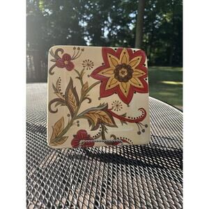 Pier One Carynthum Earthenware Square Plates 9” X 9” Multicolored Floral Retired
